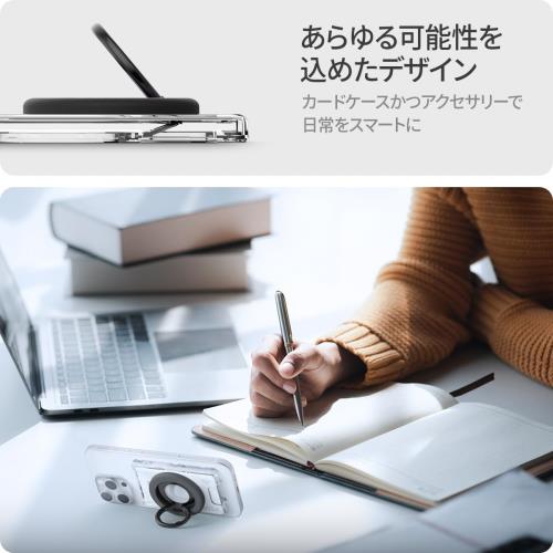 Spigen MagSafe対応カードケース 両面マグネットでスマートな活用 iPhone 16/15/14/13/12シリーズ対応 クリア 透明カードケース 強力な磁力 ウルトラ・ハイブリッド・マグフィット＋ AFA08888（クリスタルクリア）