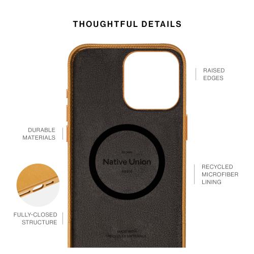 Native Union (Re)Classic Case 3.0 ？ 内蔵マグネット付きMagSafe対応 ？ 耐久性とリサイクル素材 ？ テクスチャーデザイン ？ 最大1.8mの落下保護を備えた超耐久性でiPhone 16 Pro Max用（クラフト）_7