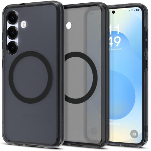Spigen 創業18年の技術力 Galaxy S25 ケース MagSafe対応 半透明 黄変防止 ストラップホール 米軍MIL規格 ウルトラ・ハイブリッド・マグフィット ACS09005 (フロスト・ブラック)
