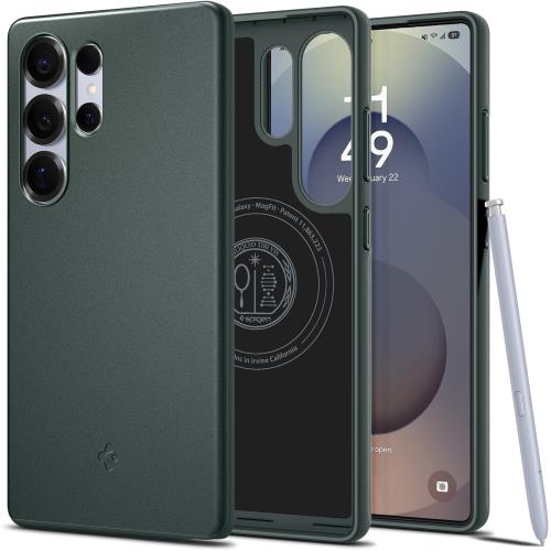 18年社歴の技術力Spigen Galaxy S25 Ultra ケース 薄型 Magfitアクセサリー対応 耐衝撃 マット仕上げ 軽量 米軍MIL規格取得 2重構造 指紋防止 シン・フィット マグフィット ACS08947(アビス・グリーン)
