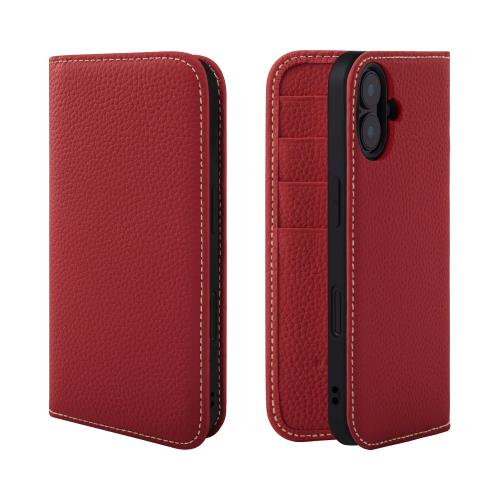 HANATORA iPhone16Plus ケース 手帳型 本革 スマホケース スマホ スタンド コードホルダー 付き シュリンクカーフレザー ギフト マグネットなし レッド PH-16Plus-Red 父の日ギフト 父の日 ギフト 誕生日 人気商品 お父さん 服 30代 40代 50代 60代 70代