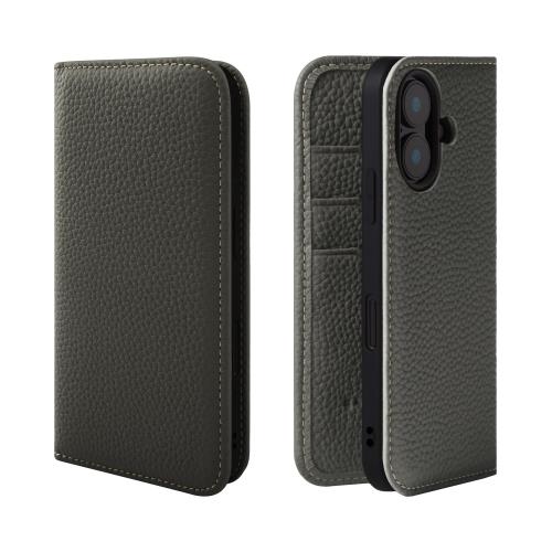 HANATORA iPhone16 ケース 手帳型 本革 スマホケース スマホ スタンド コードホルダー 付き シュリンクカーフレザー ギフト マグネットなし オリーブグレー PH-16-OliveGray 父の日ギフト 父の日 ギフト 誕生日 人気商品 お父さん 服 30代 40代 50代 60代 70代