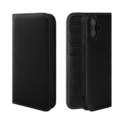 HANATORA iPhone16Plus ケース 手帳型 本革 スマホケース スマホ スタンド コードホルダー 付き シュリンクカーフレザー ギフト マグネットなし ブラック PH-16Plus-Black 父の日ギフト 父の日 ギフト 誕生日 人気商品 お父さん 服 30代 40代 50代 60代 70代