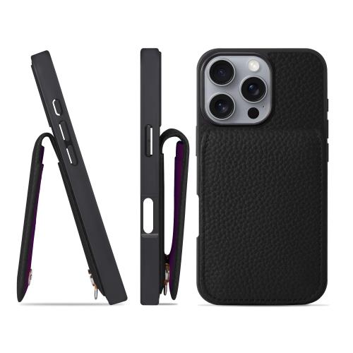 HANATORA iPhone16Pro ケース バンパー型 本革 スマホケース スマホ カードポケット スタンド ショルダーストラップ 付き シュリンクカーフレザー ギフト ブラック SCPG-16Pro-Black 父の日ギフト 父の日 ギフト 誕生日 人気商品 お父さん 服 30代 40代 50代 60代 70代
