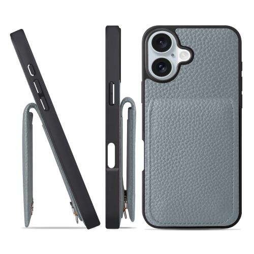 HANATORA iPhone16Plus ケース バンパー型 本革 スマホケース スマホ カードポケット スタンド ショルダーストラップ 付き シュリンクカーフレザー ギフト アイシーブルー SCPG-16Plus-IcyBlue 父の日ギフト 父の日 ギフト 誕生日 人気商品 お父さん 服 30代 40代 50代 60代 7