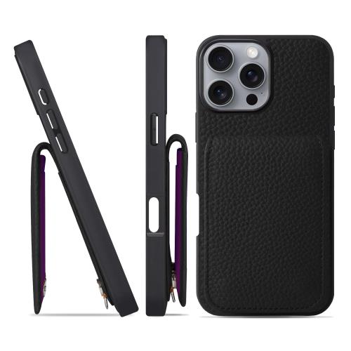 HANATORA iPhone16ProMax ケース バンパー型 本革 スマホケース スマホ カードポケット スタンド ショルダーストラップ 付き シュリンクカーフレザー ギフト ブラック SCPG-16ProMax-Black 父の日ギフト 父の日 ギフト 誕生日 人気商品 お父さん 服 30代 40代 50代 60代 70代