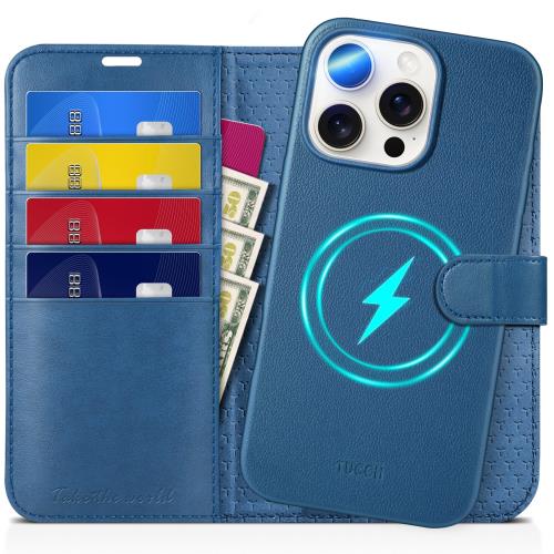 TUCCH iPhone16 Pro Max 対応 ケース 手帳型 2 in 1 分離式 アイフォーン16プロマックス手帳型ケース 取り外し可能 [RFIDブロッキング] 4つカードポケット付き 横置き・