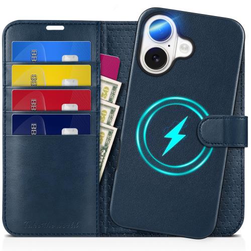 TUCCH iPhone 16 対応 ケース 手帳型 2 in 1 分離式 アイフォーン16手帳型ケース 取り外し可能 [RFIDブロッキング] カードポケット付き 横置きスタンド機能 衝撃吸収 ・