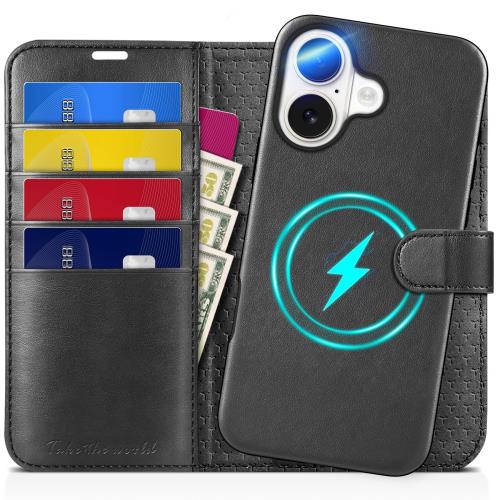 TUCCH iPhone 16 対応 ケース 手帳型 2 in 1 分離式 アイフォーン16手帳型 ケース 取り外し可能 [RFIDブロッキング] カードポケット付き 横置きスタンド機能 衝撃吸収 全面保護 PU合皮 あいふぉん16カバー 2024年発売 6.1インチ アイフォン16 対応 (2 in 1 分離可) ブラック