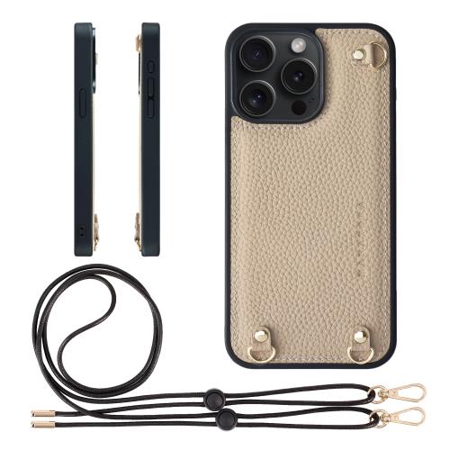 HANATORA iPhone15Promax ケース MagSafe 対応 本革 耐衝撃 バンパー型 スマホケース スマホ キーリング付き ショルダーストラップ付き シュリンクレザー ギフト マグセーフ対応 ブラック D3GZ-15Promax-Black