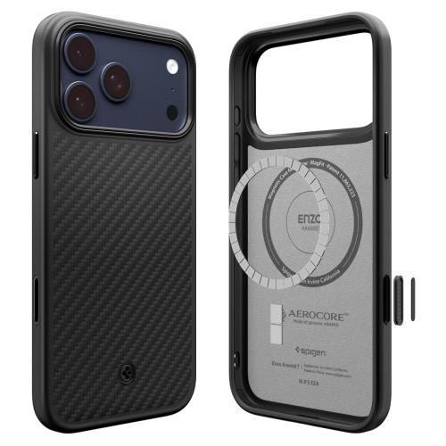 Spigen 創業18年の技術力 iPhone 17 Pro Max ケース MagSafe対応 カメラコントロールボタン対応 マット 米軍MIL規格 エンツォ・アラミドT・マグフィット (ブラック・ブラック) ACS09906