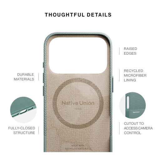 Native Union (Re)Classic Case 3.0 - ネイティブユニオン MagSafe対応、内蔵マグネット - 高耐久性・再生素材使用 - 1.8m/6ft 耐落下保護 iPhone 17 Pro Max（スレートグリーン/Slate Green）_5