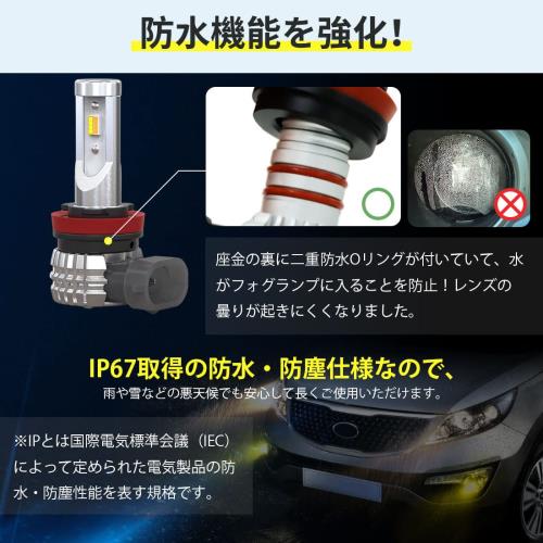 超爆光モデルPerrace h8 led フォグ 2色切り替え h11 led フォグランプ 2色切替 h16 led フォグランプ 2色 爆光 ホワイト/イエロー 車検対応 角度調整 DC12V カラーチェンジ 車用LEDバルブ 2個セット