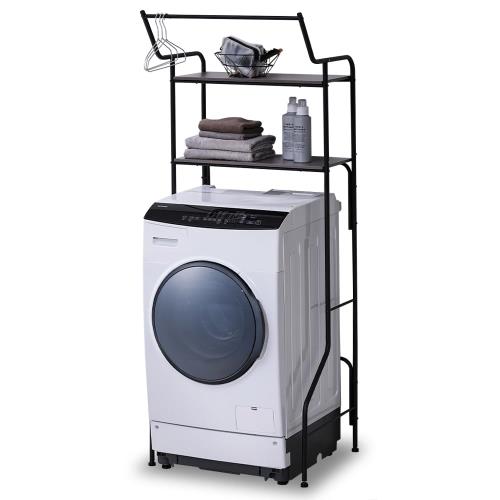 アイリスオーヤマ ランドリーラック 洗濯機ラック ハンガーバー付き幅固定タイプ70cm ブラック デッドスペースを賢くおしゃれに活用 収納棚 隙間収納 高さ調節自由自在 2枚の可動棚で収納力UP 幅約70×奥行約53×高さ約180 HSLR-695Rの通販は