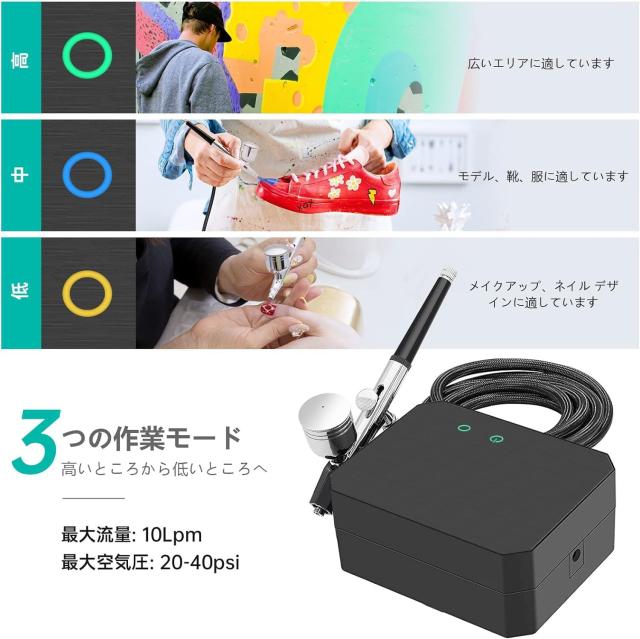 エアーブラシ コンプレッサー ミニエアブラシセット 3段階圧力制御 Amazon.co.jp: Oasser エアブラシ セット ミニコンプレッサー