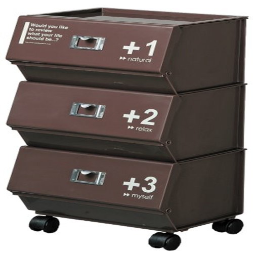 ライクイット(like-it) ラック 扉付き ジョイントラック 3段 キャスター付き カフェスタイル ブラウン 幅33.7x奥26x高63cm 日本製 CFS-15の通販は