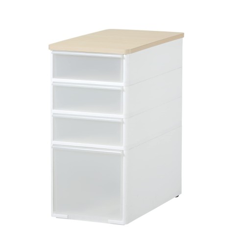 ライクイット ( like-it ) キッチン収納 耐熱木天板 ストッカー ワイド 約幅27.2x奥46.5x高81.8cm ホワイト 日本製 MS-103WT デットスペース収納 すき間を活用 木製天板 耐熱150℃の通販は 15,777円