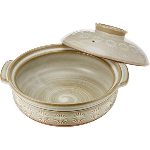 正規品 萬古焼 銀峯 土鍋 (深鍋) 10号 4-5人用 花