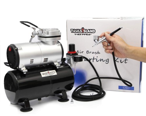 ツールズアイランド(Toolsisland) エアブラシ コンプレッサー オイルレスエアコンプレッサー 静音 簡易日本語説明書付 スターティングキット/3Lタンク付き