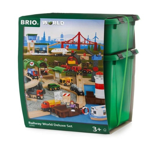 BRIO 木製レールと車両•船セット BRIO（ブリオ）WORLD ワールドデラックスセット [電車 船 飛行機