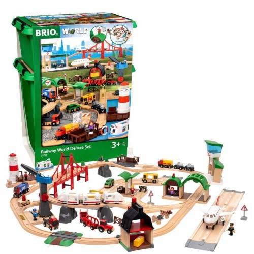 BRIO 木製レールと車両•船セット BRIO（ブリオ）WORLD ワールドデラックスセット [電車 船 飛行機