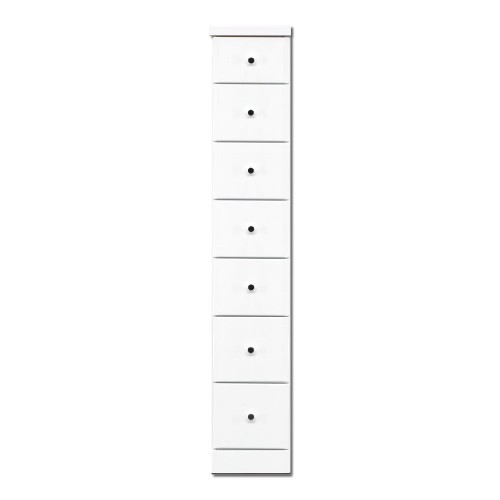 アルファタカバ 限られたすき間を有効活用2.5cm刻み選べる引き出し木製チェスト 隙間収納25cm幅7段ソピアホワイト(シルバータイプ)