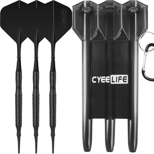CyeeLife 90% 18g タングステンの専門ダーツ+ダーツケース+プラスチックの尾翼+30 ダーツ ティップ