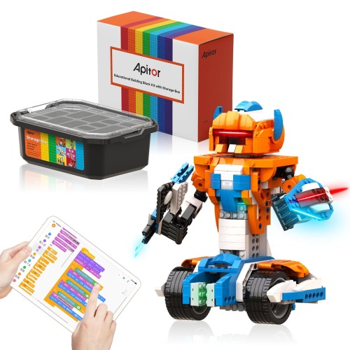 [Apitor] Robot X 収納型 プログラミング ロボット 子供のおもちゃSTEM教育ビルディングブロック 12-in-1リモコン玩具 小学生プログラミング入門 Scratch 3.0 キッズのラジコン知育玩具8歳以上 男の子女の子 子供の日 クリスマス/誕生日プレゼント人気 入学祝い 9/10/11/12歳