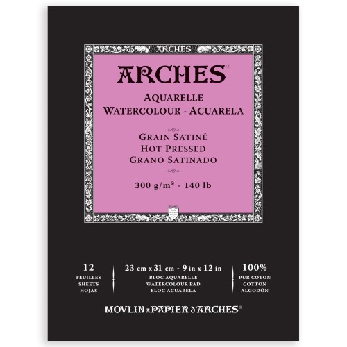 Archesアルシュ 水彩紙 パッド 300g 極細23X31cm 12枚 (1795097) ナチュラルホワイト