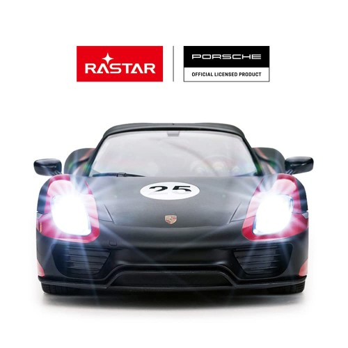 ポルシェRCモデルカー、RASTAR 1/14ポルシェ918スパイダー 玩具の自動車、ランプ点灯可能、黒・ブラック_1