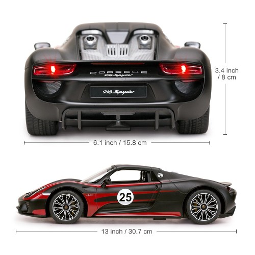 ポルシェRCモデルカー、RASTAR 1/14ポルシェ918スパイダー 玩具の自動車、ランプ点灯可能、黒・ブラック_2