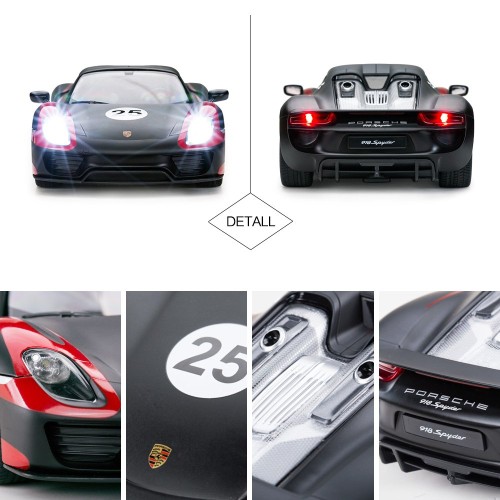 ポルシェRCモデルカー、RASTAR 1/14ポルシェ918スパイダー 玩具の自動車、ランプ点灯可能、黒・ブラック_5
