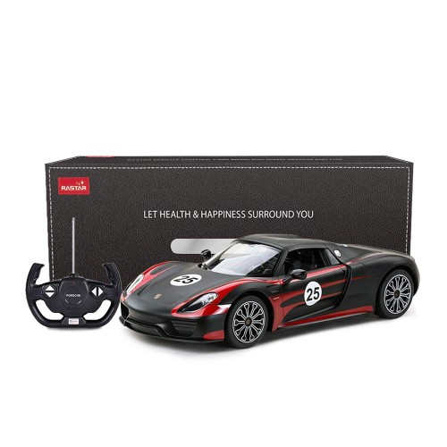 ポルシェRCモデルカー、RASTAR 1/14ポルシェ918スパイダー 玩具の自動車、ランプ点灯可能、黒・ブラック_6