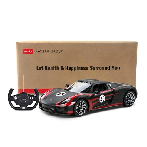 ポルシェRCモデルカー、RASTAR 1/14ポルシェ918スパイダー 玩具の自動車、ランプ点灯可能、黒・ブラック_8