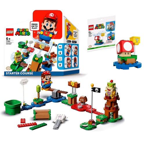 メーカー特典 レゴ(LEGO) スーパーマリオ レゴ(R)マリオ と ぼうけんのはじまり 〜 スターターセット 71360+スーパーキノコ ミニセット 付き