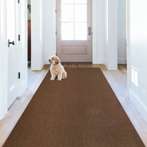 廊下敷き マルチロールカーペット 吸着マット 足腰負担軽減 洗える 600*68cm 厚み4mm ずれない キッチンマット 階段カーペットマット 床保護 キズ防止 滑り止めマット チェアマット タイルマットカーペット 床暖房対応 騒音対策 ブラウンの通販は 8,652円