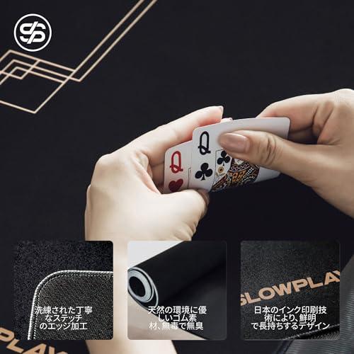 SLOWPLAY Godel ポーカーマット テキサスホールデム 120x70cm｜縁取り 強力な撥水加工 騒音軽減｜持ち運びやすさ （ブラック＆シャンパンゴールド）_4