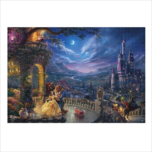 テンヨー(Tenyo) 日本製 1000ピース ジグソーパズル ディズニー トーマス・キンケード 美女と野獣 Beauty and the Beast Dancing in the Moonlight (51x73.5cm) D-1000-069 キャンバス調 スペシャルアートコレクション のり付き ヘラ付き サービスカード付き