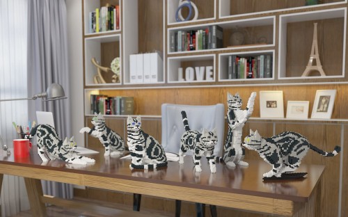 リアルな動物オブジェを作れる ブロックおもちゃ 長く愛されている アメリカン ショートヘア 41.3×8.1×高さ28.8cm ネジで固定す リアルな動物オブジェを作れる ブロックおもちゃ 長く愛されている