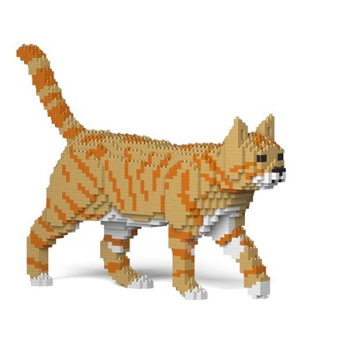 リアルな動物オブジェを作れる ブロックおもちゃ お散歩している 茶トラ猫さん 40.6×8.1×高さ29.2cm ネジで固定する丈夫なブロック 大人向け 立体パズル 崩れない インテリア小物 JEKCA エンヴェールヘルック