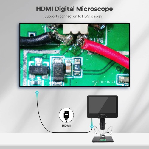 Andonstar AD249S HDMI デジタル顕微鏡 10.1インチ スクリーン付き、はんだ付け顕微鏡 メタルスタンド付き、2000X 3レンズ コイン顕微鏡キット、子供と大人用、写真/ビデオ録画、Windows互換_3