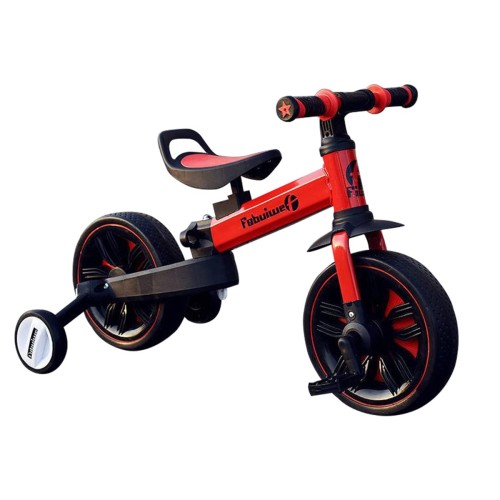 ZOOBLY三輪車 折りたたみ 一台四役 へんしんバイク 補助輪 軽量 幼児 自転車 バランス 育成 子供 バイク コンパクト 組立簡単 誕生日プレゼント 5in1ベビーカー 3歳 バイク 2歳 プレゼント (レッド)