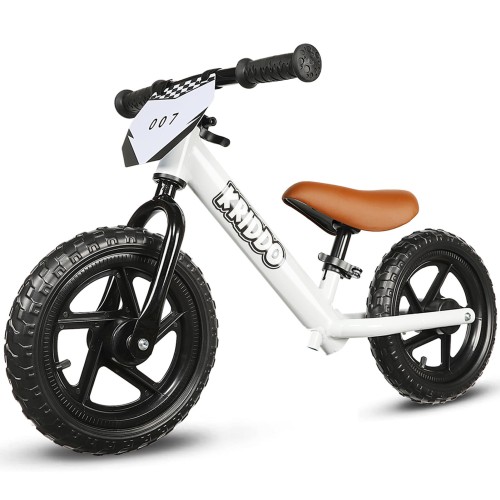 KRIDDO 幼児用 ペダルなし 自転車 24ヶ月〜5歳向け 12インチ キックバイク バランス 高い安定性 カスタマイズプレート付き（ステッカー3セット付属）2〜3歳 男の子・女の子用 ギフトバイク ホワイト