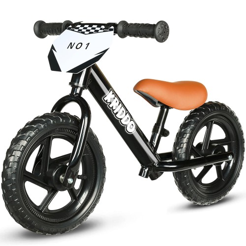 KRIDDO ペダルなし自転車 2歳用、24ヶ月〜5歳向け、12インチプッシュバイク、カスタマイズプレート付き（ステッカー3セット付属）、安定したバランス、2〜3歳の男の子・女の子向けギフトバイク ブラック