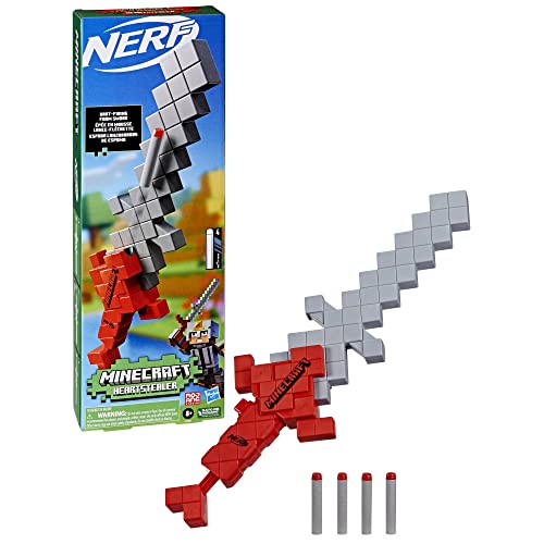ハズブロ(HASBRO) ナーフ マインクラフト HEARTSTEALER ハートスティーラー, ソード型ブラスター、ナーフエリートダーツ4本入り、マインクラフトのゲームに登場するアイテムをモチーフにしたデザイン F7597 正規品