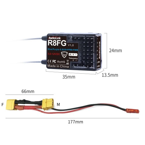 RadioLink 正規品プロポ (技適認定済/ 2.4GHz/ 8CH/ FPV対応/ 200モデルメモリ/ 多国語静電式タッチパネル) 送信機 (陸上600M / 水上450M) ジャイロ受信機2台付 (R8FG / R4FGM) ラジコン プロポ セット 産業機器 ・機甲・ボート・カー用プロポセットリモートコントローラー リ_2