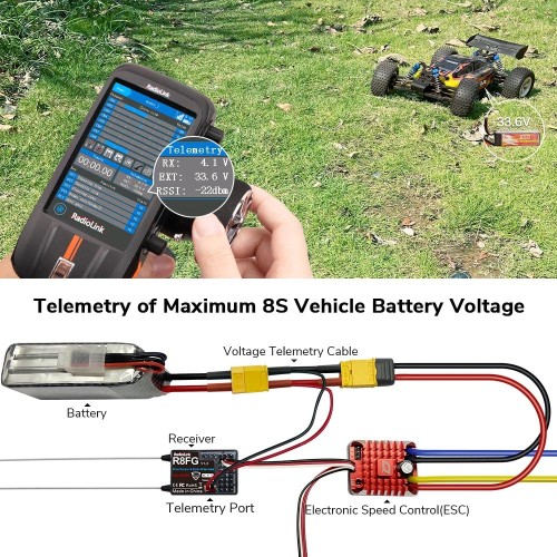 RadioLink 正規品プロポ (技適認定済/ 2.4GHz/ 8CH/ FPV対応/ 200モデルメモリ/ 多国語静電式タッチパネル) 送信機 (陸上600M / 水上450M) ジャイロ受信機2台付 (R8FG / R4FGM) ラジコン プロポ セット 産業機器 ・機甲・ボート・カー用プロポセットリモートコントローラー リ_6