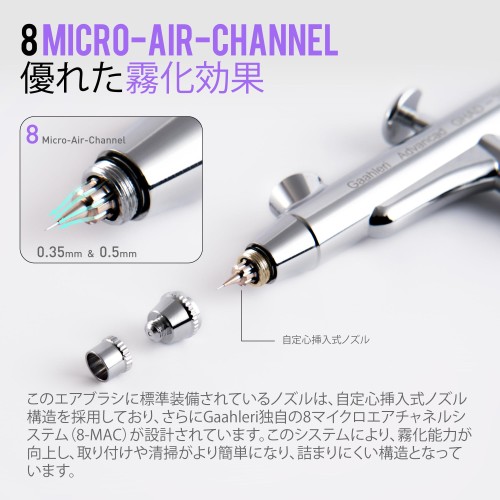 Gaahleri エアブラシ ダブルアクション Advanced Series GHAD-39 (自定心挿入式ノズル構造) ノズル口径0.35  0.5mm模型 塗装_2