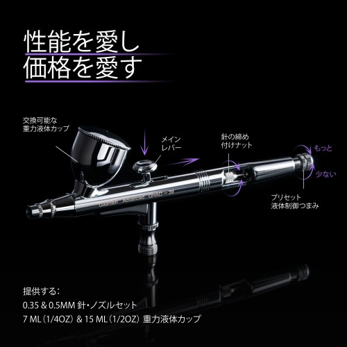 Gaahleri エアブラシ ダブルアクション Advanced Series GHAD-39 (自定心挿入式ノズル構造) ノズル口径0.35  0.5mm模型 塗装_5