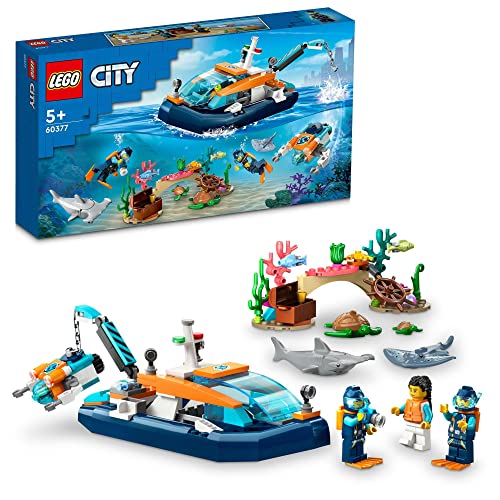 レゴ(LEGO) シティ 探査ダイビングボート おもちゃ 玩具 プレゼント 誕生日 ブロック 知育 クリスマス 男の子 女の子 子供 5歳 6歳 7歳 8歳 街づくり ごっこ遊び おままごと 乗り物 車 ミニカー 60377